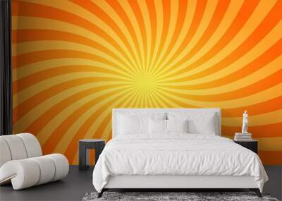 Sunburst retro sun rays yellow background. Abstract summer sunny. Vintage radial texture. EPS 10 Wall mural