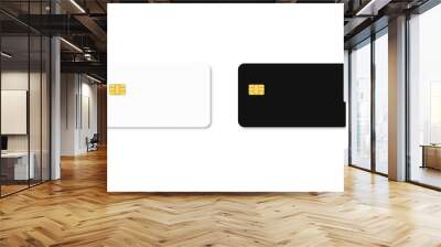 Two simple realistic empty bank cards white and black colors on white background. Wall mural