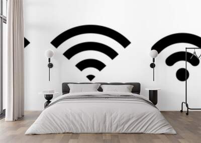 Wifi, wireless and signal connect. Vector isolated icon and signs. Internet connection cocept. Stock vector. Wall mural