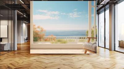 Beach House Interior with Ocean View Wall mural