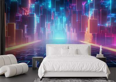 Abstract background Abstract neon background neon city background urban background Wall mural