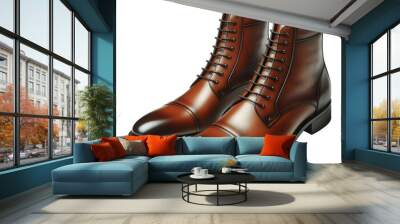 Brown leather boots png stylish boot png leather footwear transparent background Wall mural