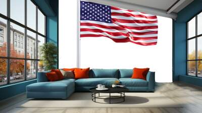 Flying American flag in the flag pole png US flag png flag US flag with base stand flag of united states of america transparent background Wall mural