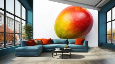 Mango with juice dripping on white background Wall mural