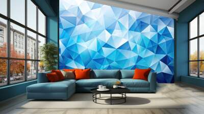 Visually striking abstract geometric shape design in shades of blue and white Wall mural