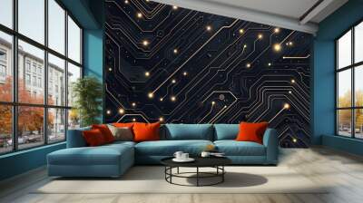 a black and gold circuit board Wall mural