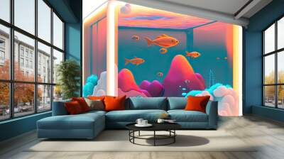 Isometric fish tank Wall mural