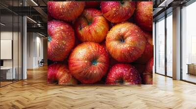 Lots of red apples. Tasty and juicy. Background of apples. Wall mural