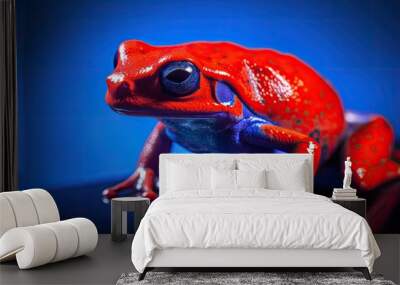 Red blue poison frog. Generative AI. Wall mural