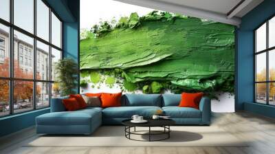 Stroke of light green paint texture. Wall mural