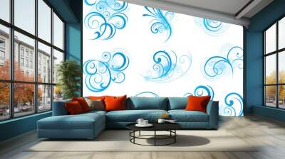 Blue decorative swirling flourishes Wall mural