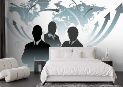 Business concept businessman silhouette world map eps 10 Wall mural