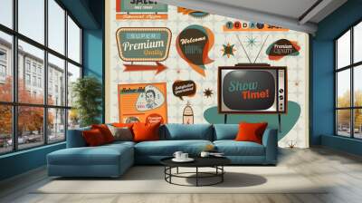 Vintage And Retro Design Elements illustration Wall mural