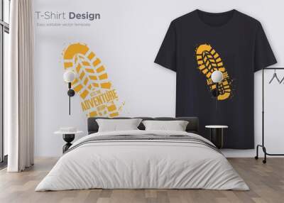 Footprint Adventure graphic t-shirt vector design, typography. Wall mural