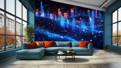 Stock market data with digital and holographic elements, for a futuristic approach Wall mural