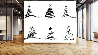 black abstract Christmas tree Wall mural