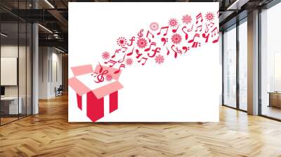 gift box music note and snowflake background Wall mural