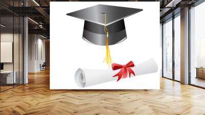 graduation cap and diploma Wall mural