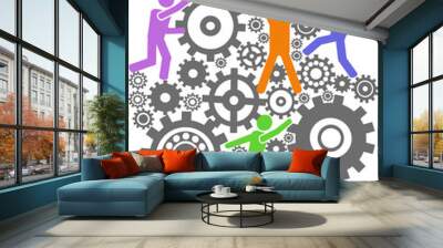 people teamwork gears background Wall mural