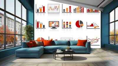 simple color financial management reports icon Wall mural