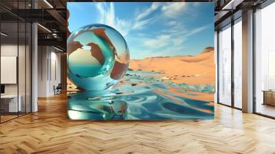 Abstract desert glass ocean sculpture with vibrant colors and textures, perfect for a modern poster background design Wall mural