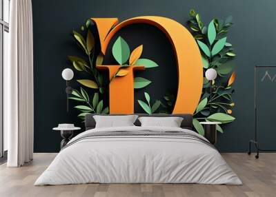 Contemporary Paper-Style Font Featuring Alphabet Letters and Numbers Wall mural