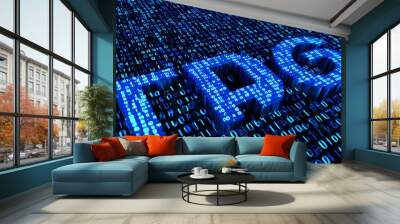 Digital Millennium Copyright Act represented by blue matrix binary code design Wall mural