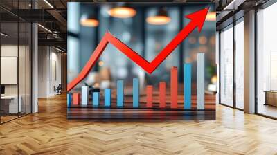 Dynamic Red Arrow Illustrating Business Growth and Positive Trends in Corporate Environment Wall mural