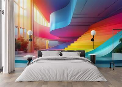 Dynamic waves of technological evolution reflected in a vibrant modern design with a spectrum of gradient colors Wall mural