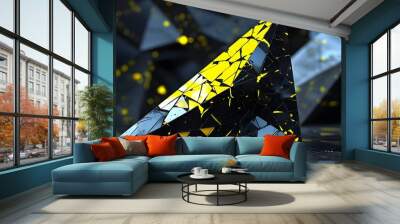 Edgy Abstract Mosaic of Three-Dimensional Faceted Triangles in a Dynamic Geometric Background Wall mural