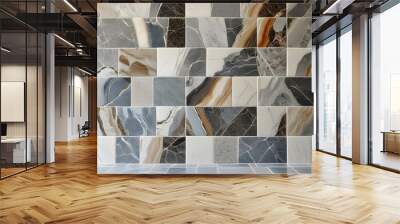 Elegant marble mosaic texture on a stone floor background for exterior design and decor Wall mural