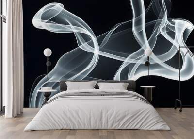 Enchanting white smoke waves gracefully dance against a dark backdrop, evoking an ethereal atmosphere ideal for infusing magic into design endeavors Wall mural