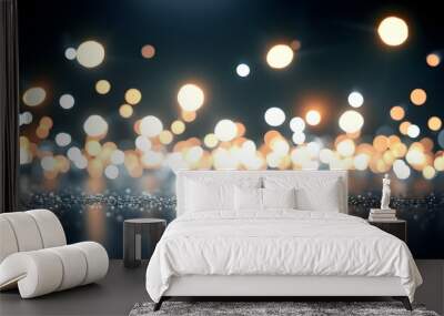 Ethereal vintage lights shimmering in silver and white hues create a dreamy, de-focused backdrop. Wall mural