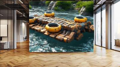 Futuristic 3D Raft Design with High-Tech Features Wall mural