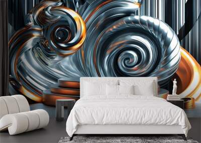 Futuristic metal swirl abstract design for stage poster backdrop Wall mural