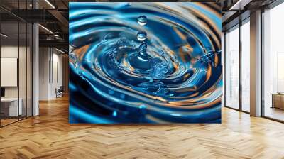 Glowing Blue Swirl with Deep Stripes in Abstract Decorative Background Wall mural