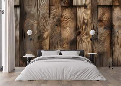 Intricate Close-Up of Weathered Wooden Texture with Natural Patterns and Warm Light Wall mural