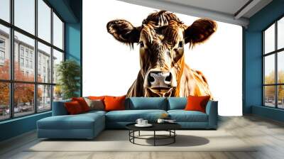 Isolated Cow on White Background Symbolizing Agricultural Industry and Milk Production for Banner and Poster Design Wall mural