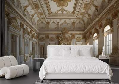 Luxurious palace interior showcasing intricate architectural details and opulent decor beneath soaring ceilings Wall mural