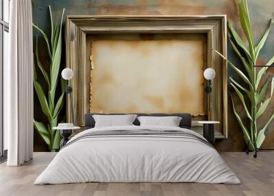 Rustic vintage papyrus paper frame featuring a decorative border Wall mural