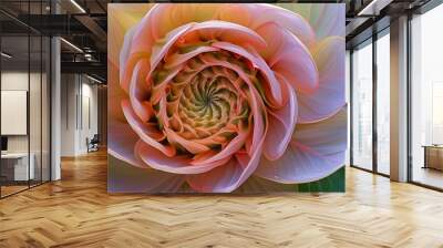 Spiral Elegance of a Flower and Leaves in Close-up Wall mural