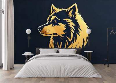 stylish modern logo design featuring a golden dog silhouette Wall mural