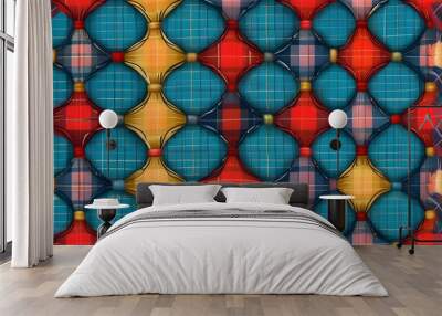 Stylish seamless tartan pattern showcasing fashionable plaid graphics ideal for textiles Wall mural