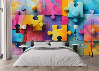 Vibrant Abstract Shapes Creating a Calming Puzzle Background for Mental Health Benefits Wall mural