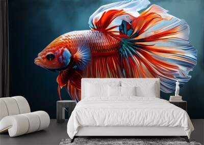 Vibrant Betta Fish in a Dynamic Digital Art Environment Wall mural