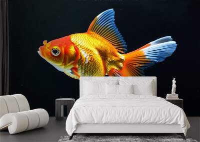 Vibrant goldfish swimming gracefully in a serene aquarium setting Wall mural