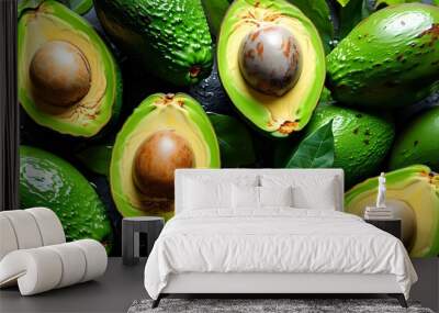 vibrant green avocado background with rich textures and natural patterns Wall mural