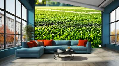 Vibrant Manicured Green Grass Field with Smooth Texture and Lush Lawn Ambience Wall mural