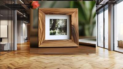 Vintage-inspired mini wooden picture frame for 2x3 photos, blending stylish home decor with AI-enhanced design techniques Wall mural