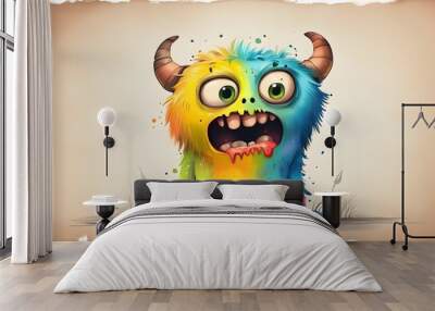 Whimsical Illustrations of Colorful Cartoon Monsters with Playful Personalities Wall mural